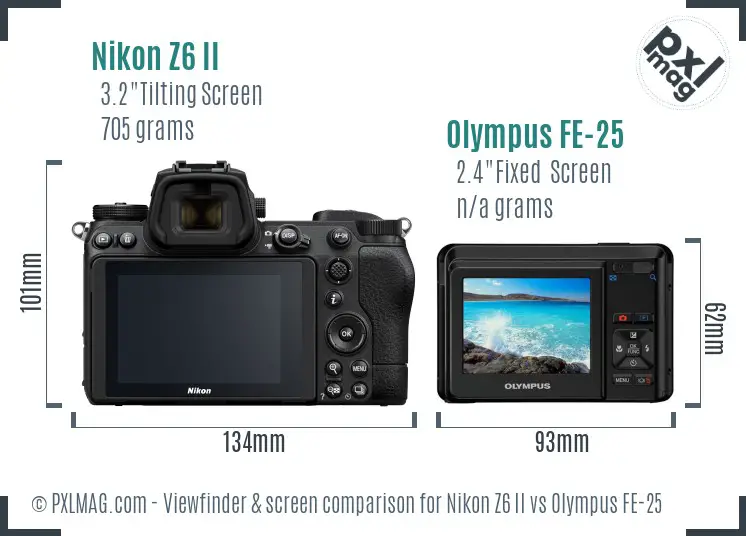 Nikon Z6 II vs Olympus FE-25 Screen and Viewfinder comparison