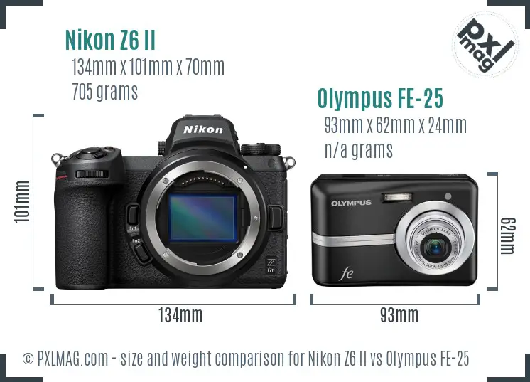 Nikon Z6 II vs Olympus FE-25 size comparison