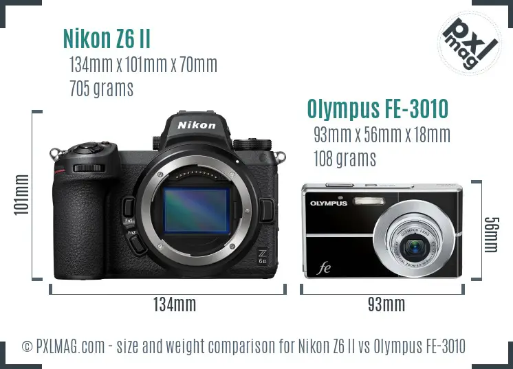 Nikon Z6 II vs Olympus FE-3010 size comparison