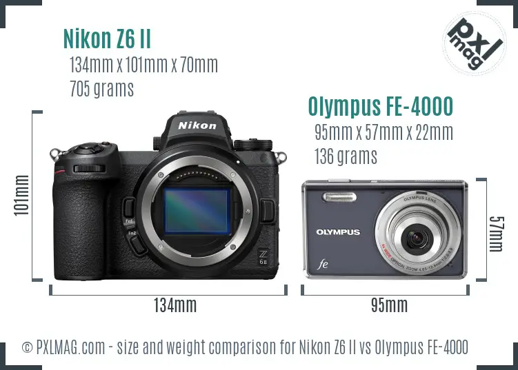 Nikon Z6 II vs Olympus FE-4000 size comparison