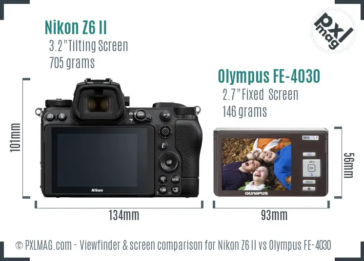 Nikon Z6 II vs Olympus FE-4030 Screen and Viewfinder comparison