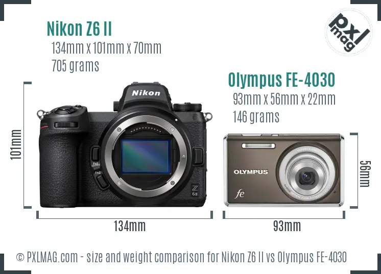 Nikon Z6 II vs Olympus FE-4030 size comparison