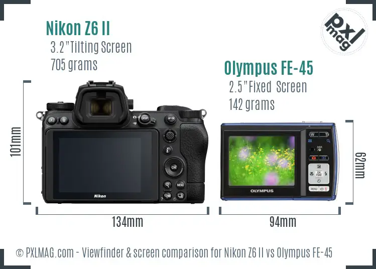 Nikon Z6 II vs Olympus FE-45 Screen and Viewfinder comparison