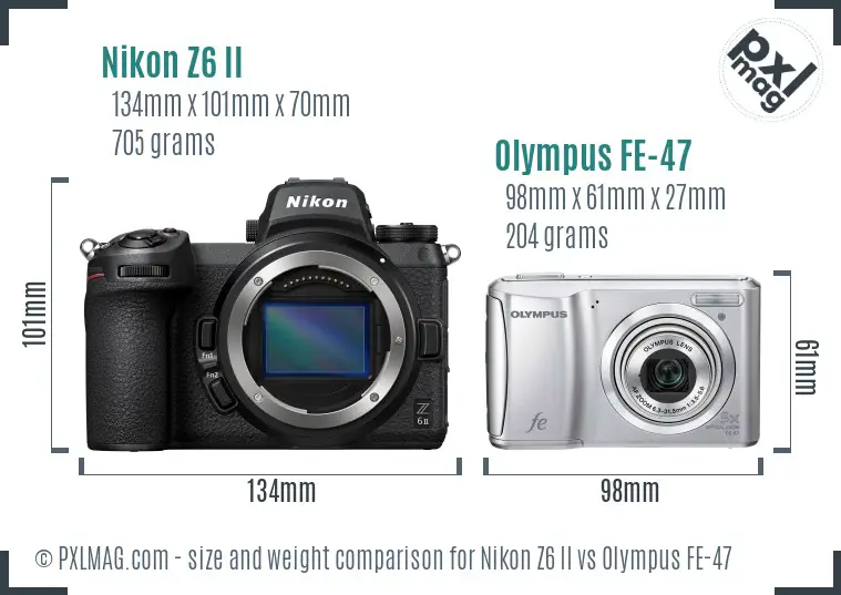 Nikon Z6 II vs Olympus FE-47 size comparison