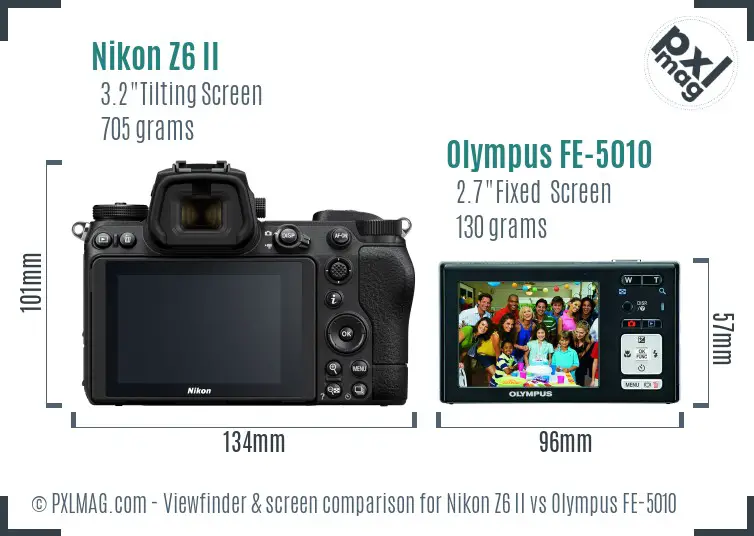 Nikon Z6 II vs Olympus FE-5010 Screen and Viewfinder comparison