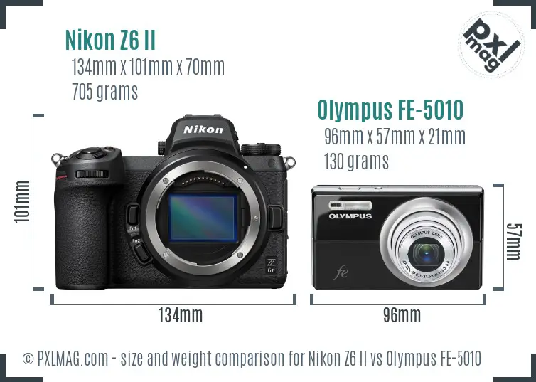 Nikon Z6 II vs Olympus FE-5010 size comparison