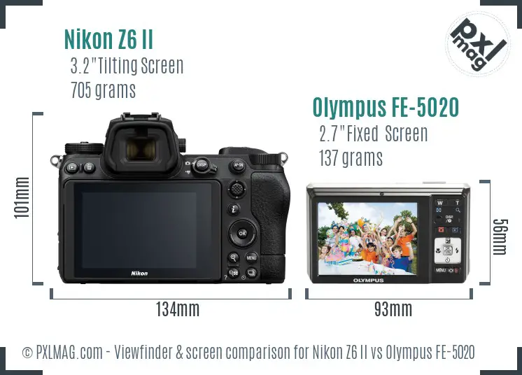 Nikon Z6 II vs Olympus FE-5020 Screen and Viewfinder comparison