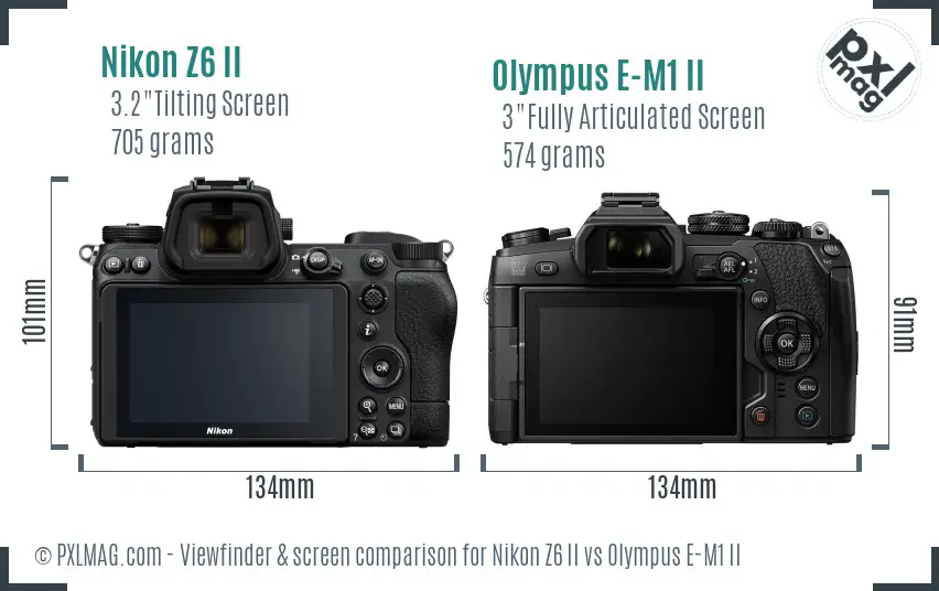 Nikon Z6 II vs Olympus E-M1 II Screen and Viewfinder comparison