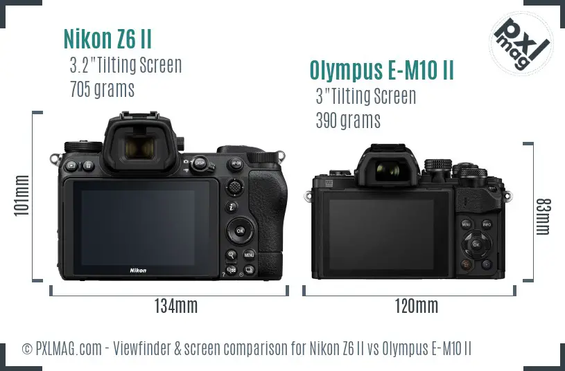 Nikon Z6 II vs Olympus E-M10 II Screen and Viewfinder comparison