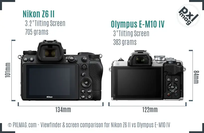 Nikon Z6 II vs Olympus E-M10 IV Screen and Viewfinder comparison