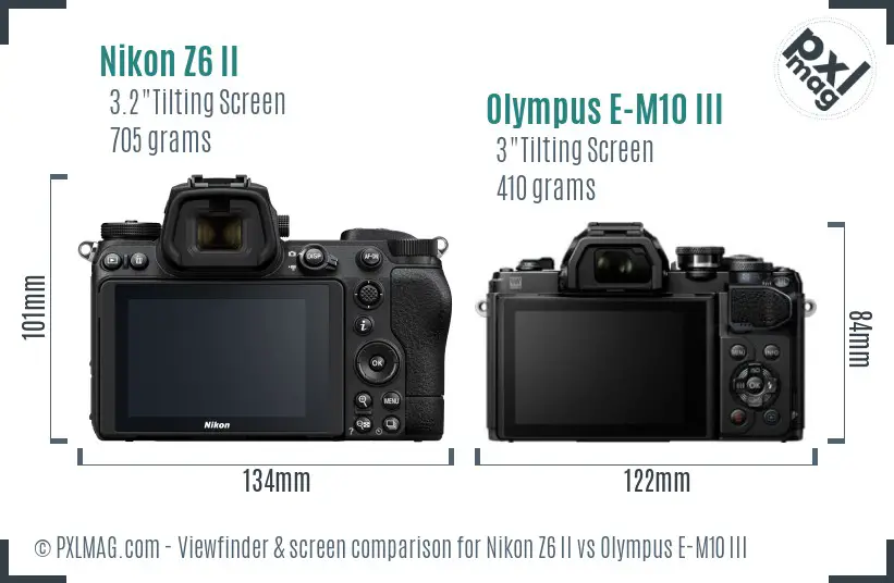 Nikon Z6 II vs Olympus E-M10 III Screen and Viewfinder comparison
