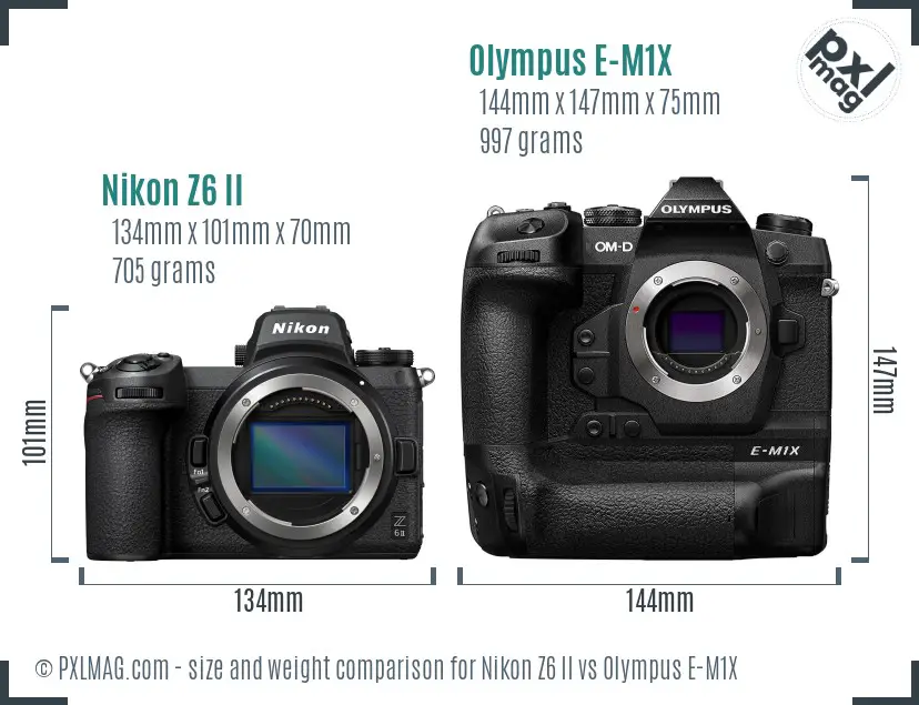 Nikon Z6 II vs Olympus E-M1X size comparison