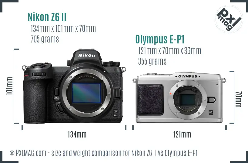 Nikon Z6 II vs Olympus E-P1 size comparison