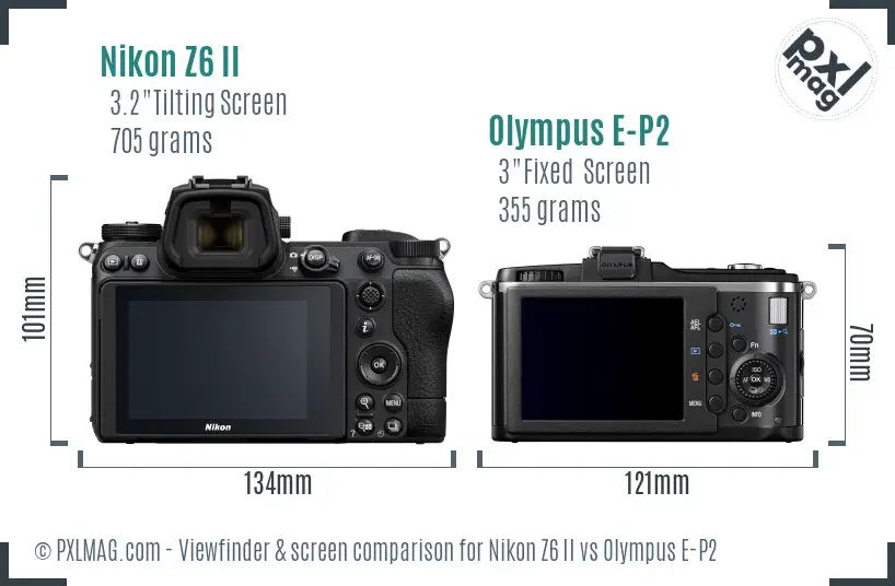 Nikon Z6 II vs Olympus E-P2 Screen and Viewfinder comparison