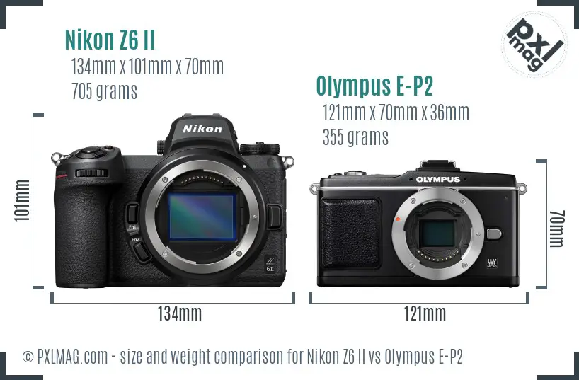 Nikon Z6 II vs Olympus E-P2 size comparison