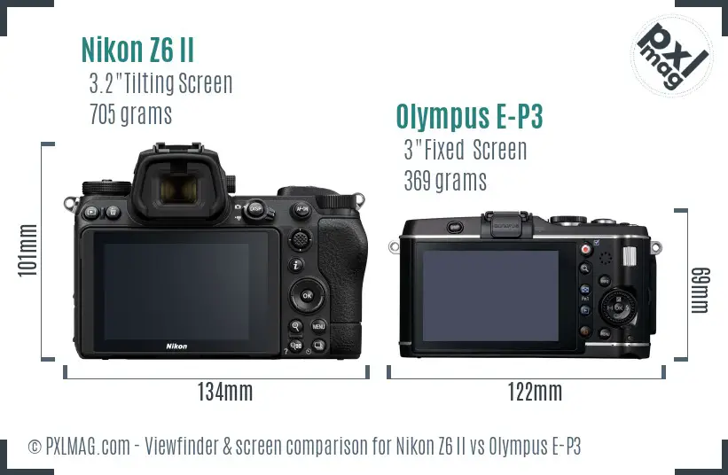 Nikon Z6 II vs Olympus E-P3 Screen and Viewfinder comparison