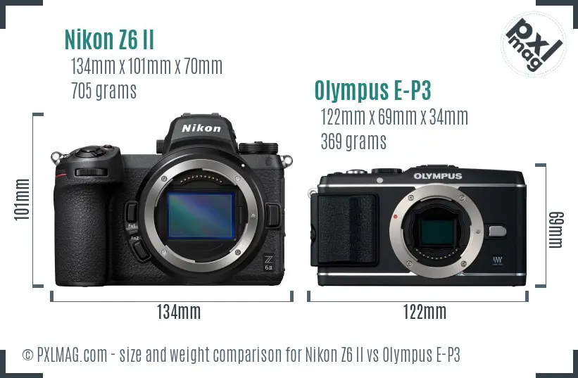 Nikon Z6 II vs Olympus E-P3 size comparison
