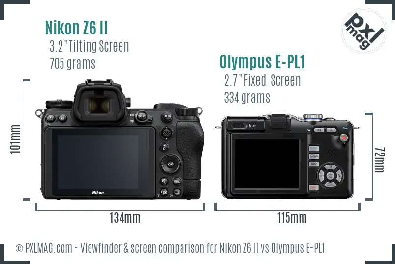 Nikon Z6 II vs Olympus E-PL1 Screen and Viewfinder comparison