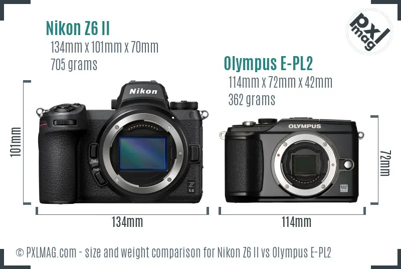 Nikon Z6 II vs Olympus E-PL2 size comparison