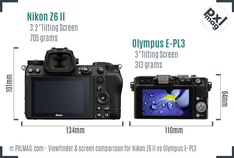 Nikon Z6 II vs Olympus E-PL3 Screen and Viewfinder comparison