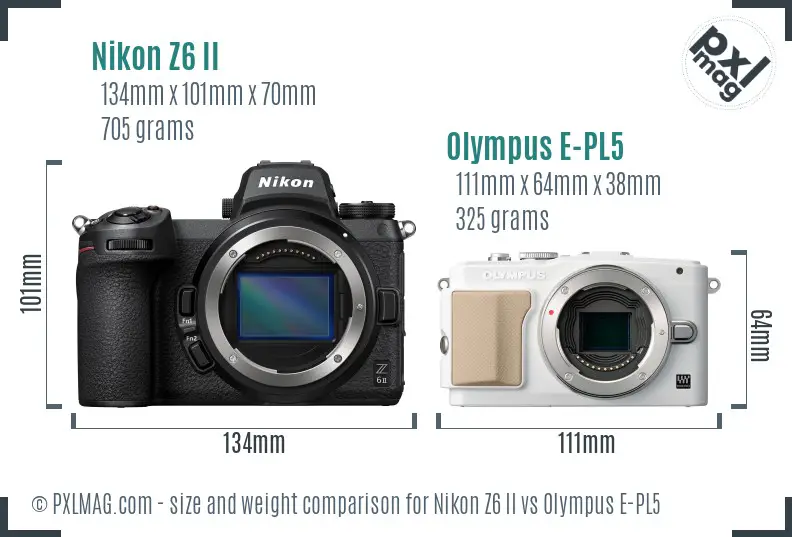 Nikon Z6 II vs Olympus E-PL5 size comparison