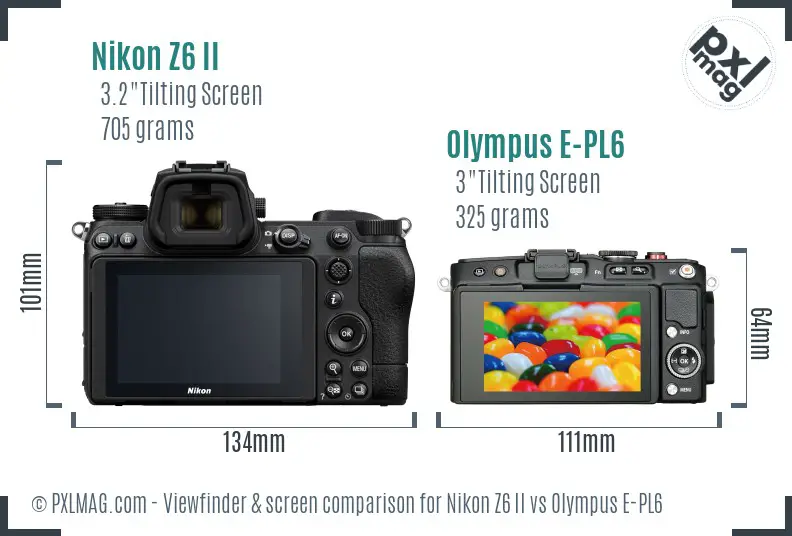 Nikon Z6 II vs Olympus E-PL6 Screen and Viewfinder comparison