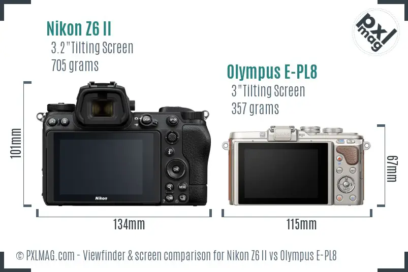 Nikon Z6 II vs Olympus E-PL8 Screen and Viewfinder comparison