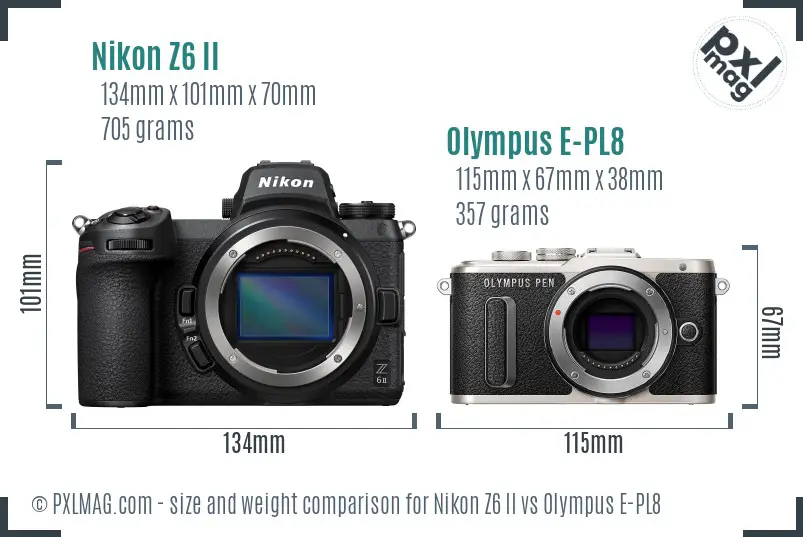 Nikon Z6 II vs Olympus E-PL8 size comparison