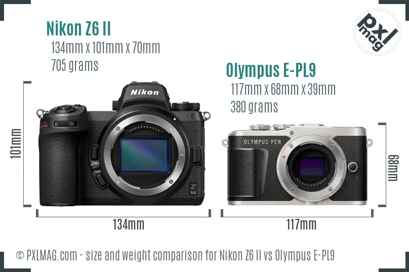 Nikon Z6 II vs Olympus E-PL9 size comparison