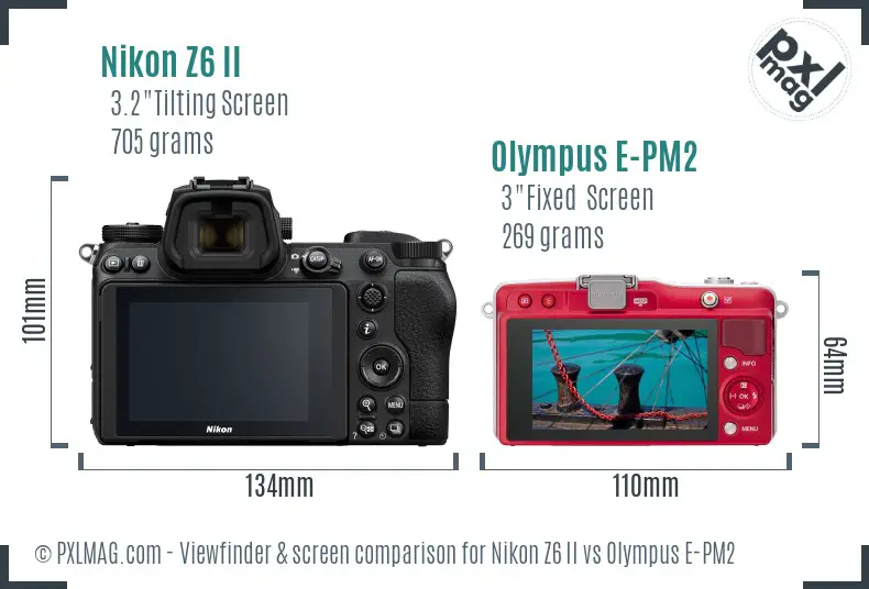 Nikon Z6 II vs Olympus E-PM2 Screen and Viewfinder comparison
