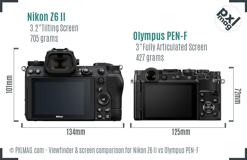 Nikon Z6 II vs Olympus PEN-F Screen and Viewfinder comparison