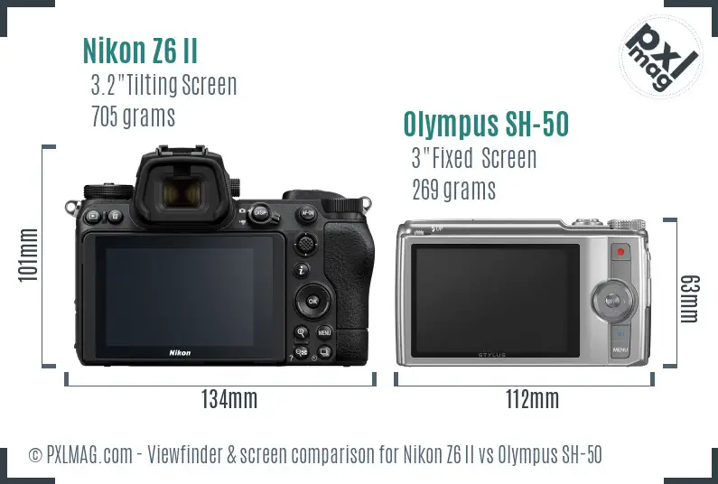 Nikon Z6 II vs Olympus SH-50 Screen and Viewfinder comparison