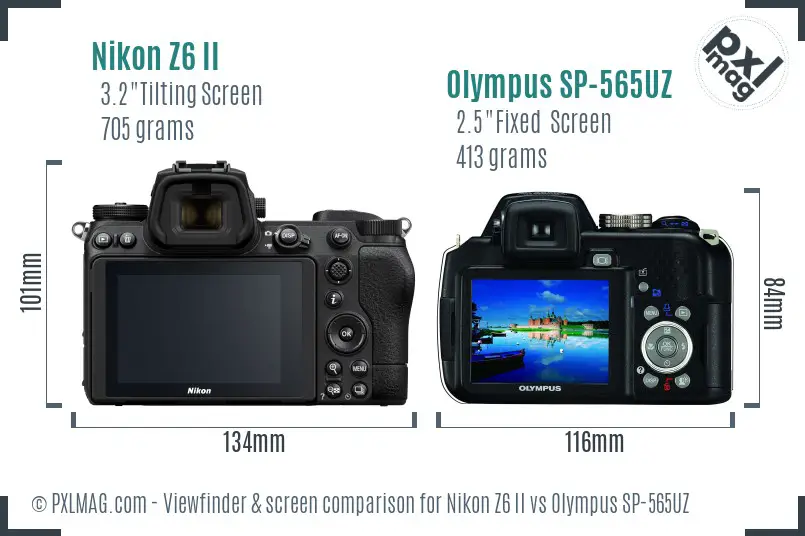 Nikon Z6 II vs Olympus SP-565UZ Screen and Viewfinder comparison