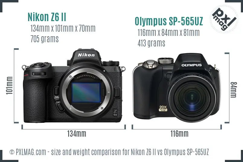 Nikon Z6 II vs Olympus SP-565UZ size comparison