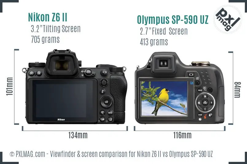 Nikon Z6 II vs Olympus SP-590 UZ Screen and Viewfinder comparison