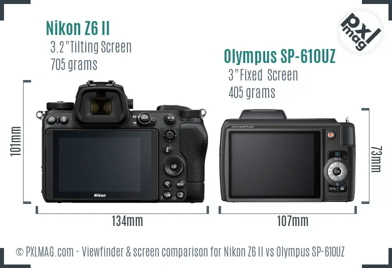 Nikon Z6 II vs Olympus SP-610UZ Screen and Viewfinder comparison