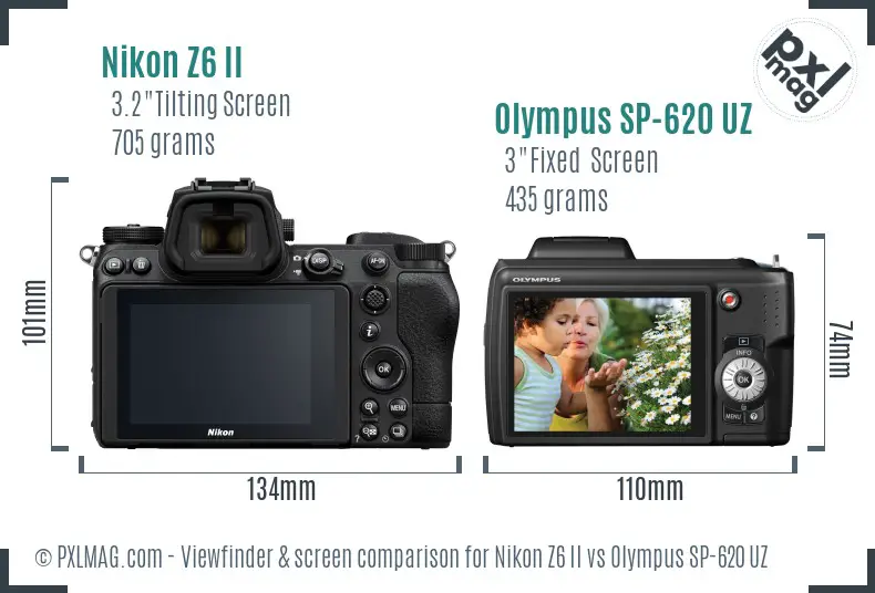 Nikon Z6 II vs Olympus SP-620 UZ Screen and Viewfinder comparison