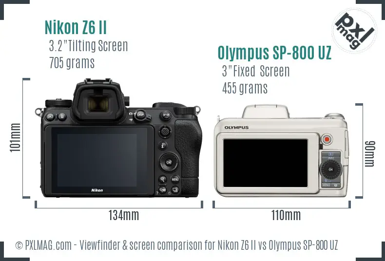 Nikon Z6 II vs Olympus SP-800 UZ Screen and Viewfinder comparison