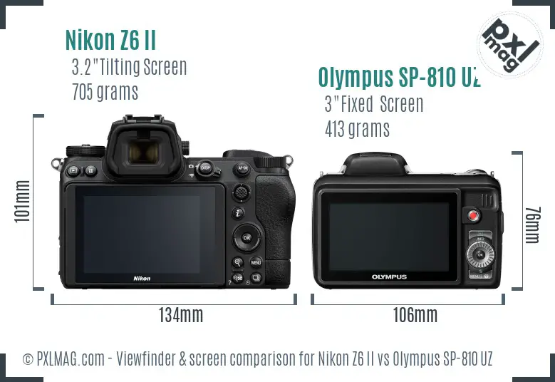 Nikon Z6 II vs Olympus SP-810 UZ Screen and Viewfinder comparison