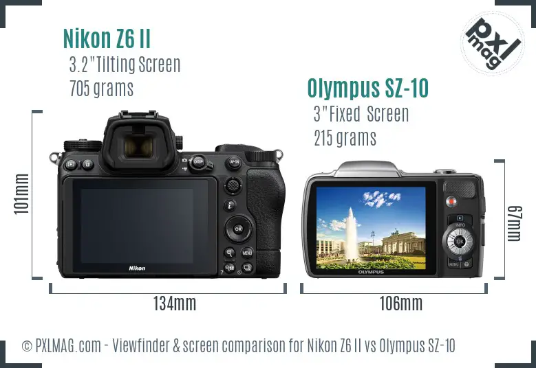 Nikon Z6 II vs Olympus SZ-10 Screen and Viewfinder comparison