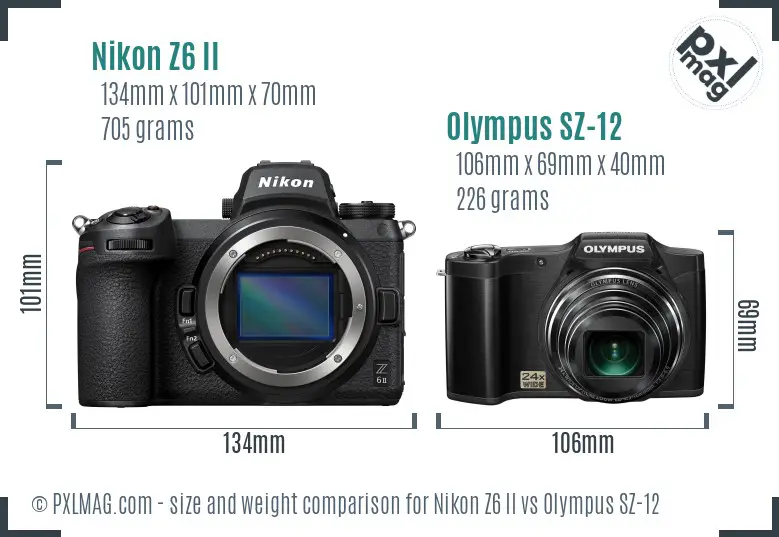 Nikon Z6 II vs Olympus SZ-12 size comparison
