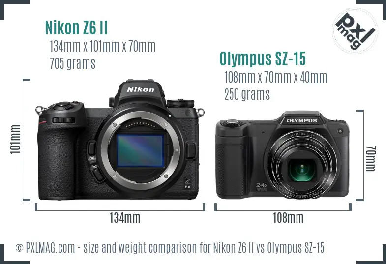 Nikon Z6 II vs Olympus SZ-15 size comparison