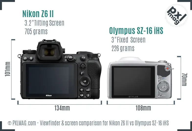 Nikon Z6 II vs Olympus SZ-16 iHS Screen and Viewfinder comparison