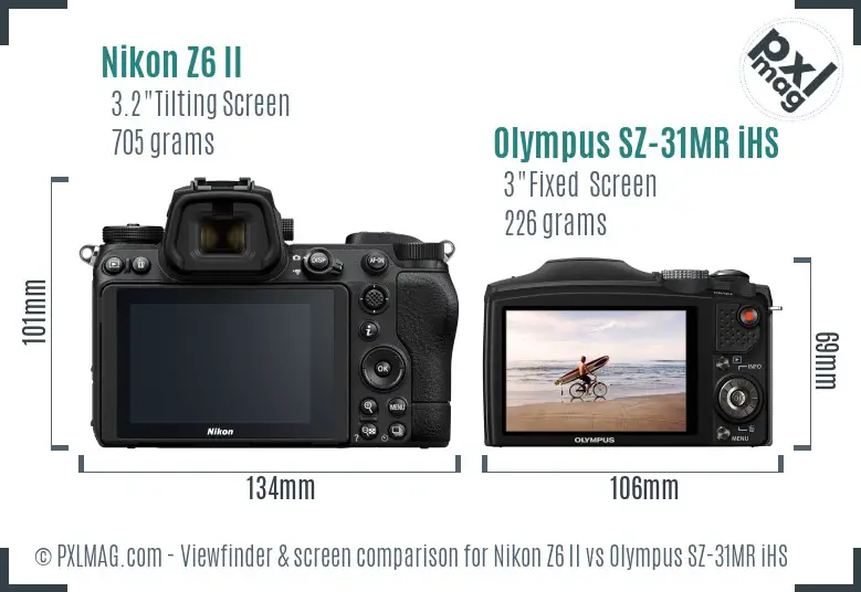 Nikon Z6 II vs Olympus SZ-31MR iHS Screen and Viewfinder comparison