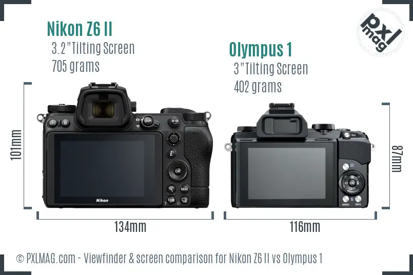 Nikon Z6 II vs Olympus 1 Screen and Viewfinder comparison