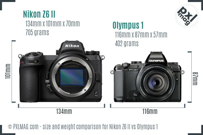 Nikon Z6 II vs Olympus 1 size comparison