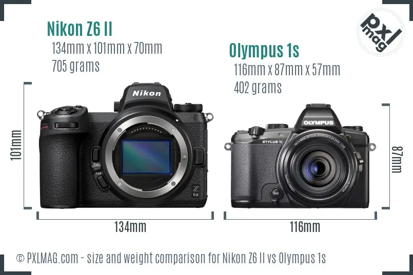 Nikon Z6 II vs Olympus 1s size comparison