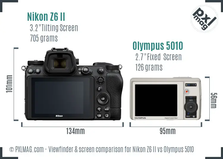 Nikon Z6 II vs Olympus 5010 Screen and Viewfinder comparison