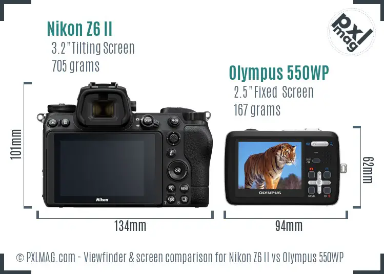 Nikon Z6 II vs Olympus 550WP Screen and Viewfinder comparison