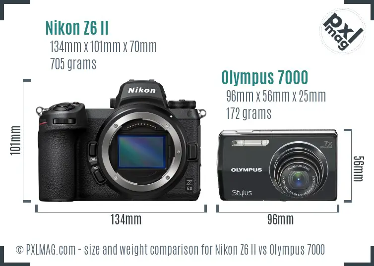Nikon Z6 II vs Olympus 7000 size comparison